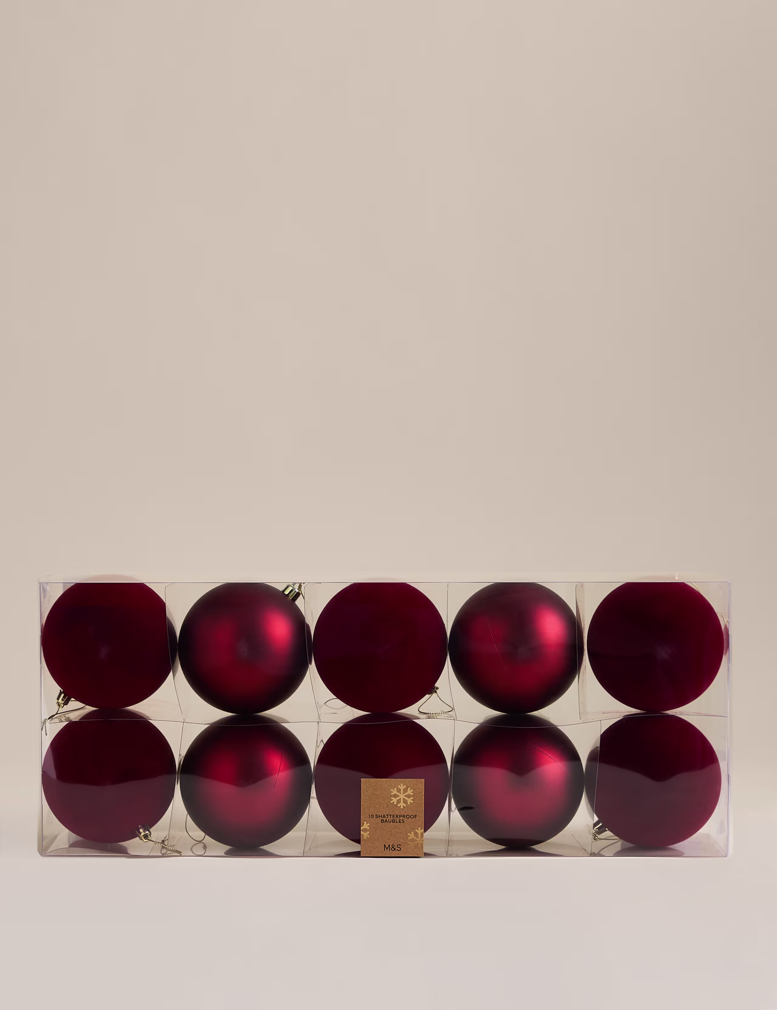 10 Pack Flocked Oversized Shatterproof Baubles