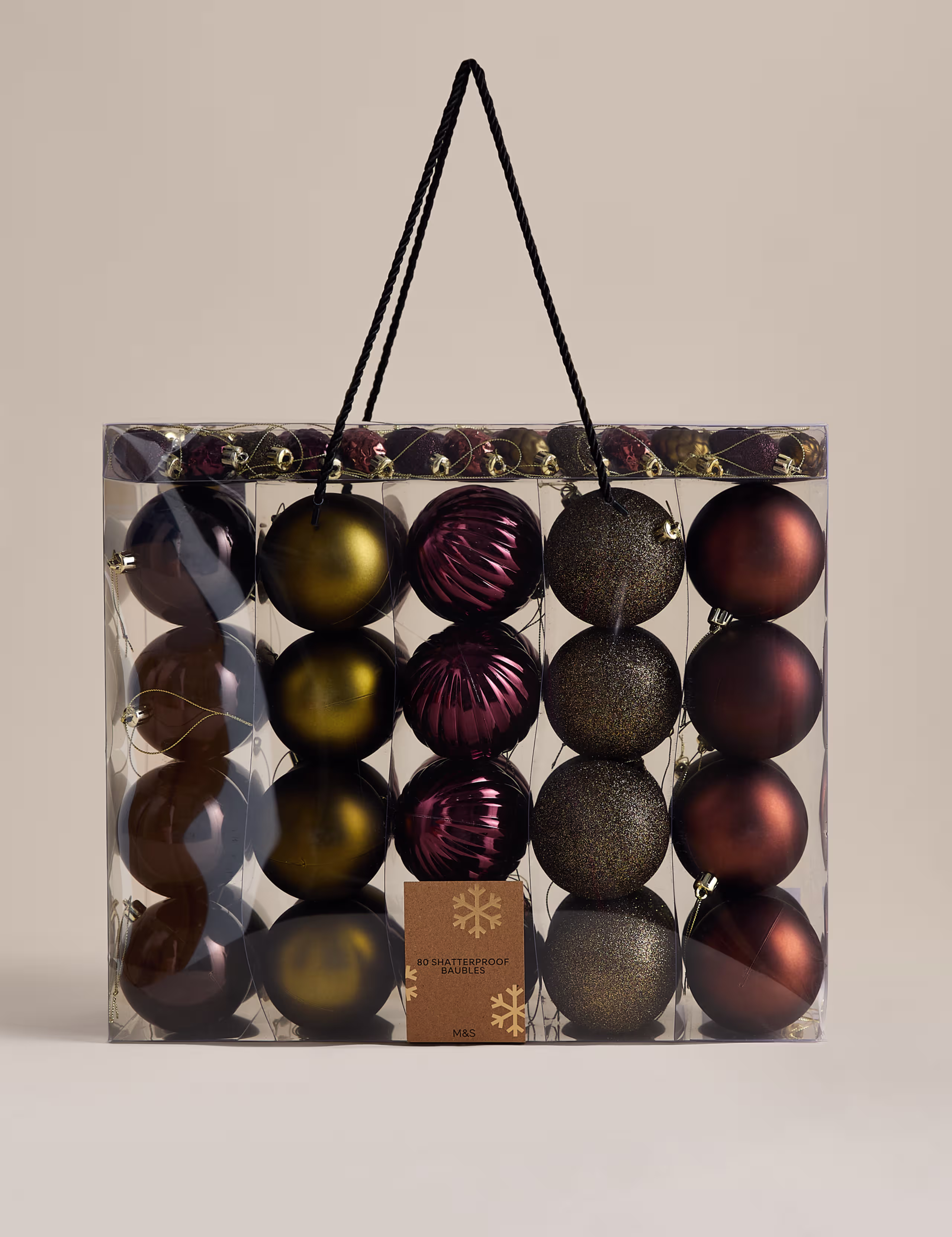 80 Pack Mix Shatterproof Baubles
