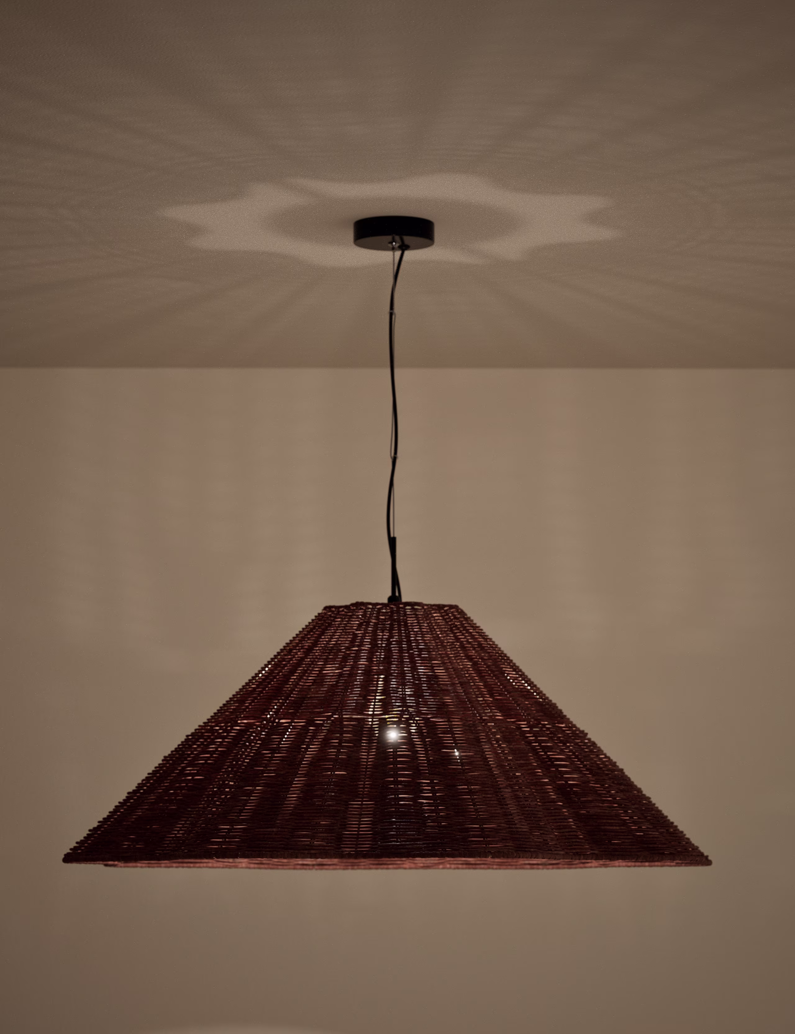 Scalloped Rattan Extra Large Pendant Light