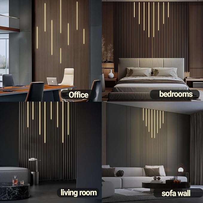 Multi-room applications showing office, bedrooms, living room, and sofa wall